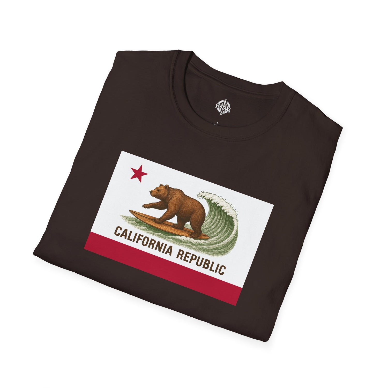 California Surfing Bear Flag Unisex - Soft Style U.S. Cotton T-Shirt
