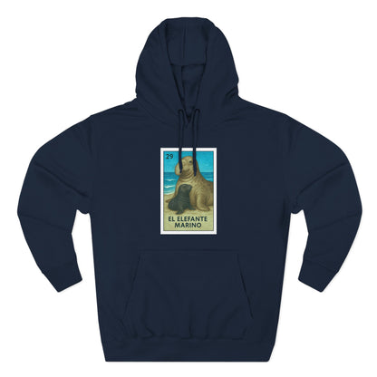 Elephant Seal Lotería Unisex - Pull-Over Cotton Blend Fleece Hoodie (El Elefanto Marino)