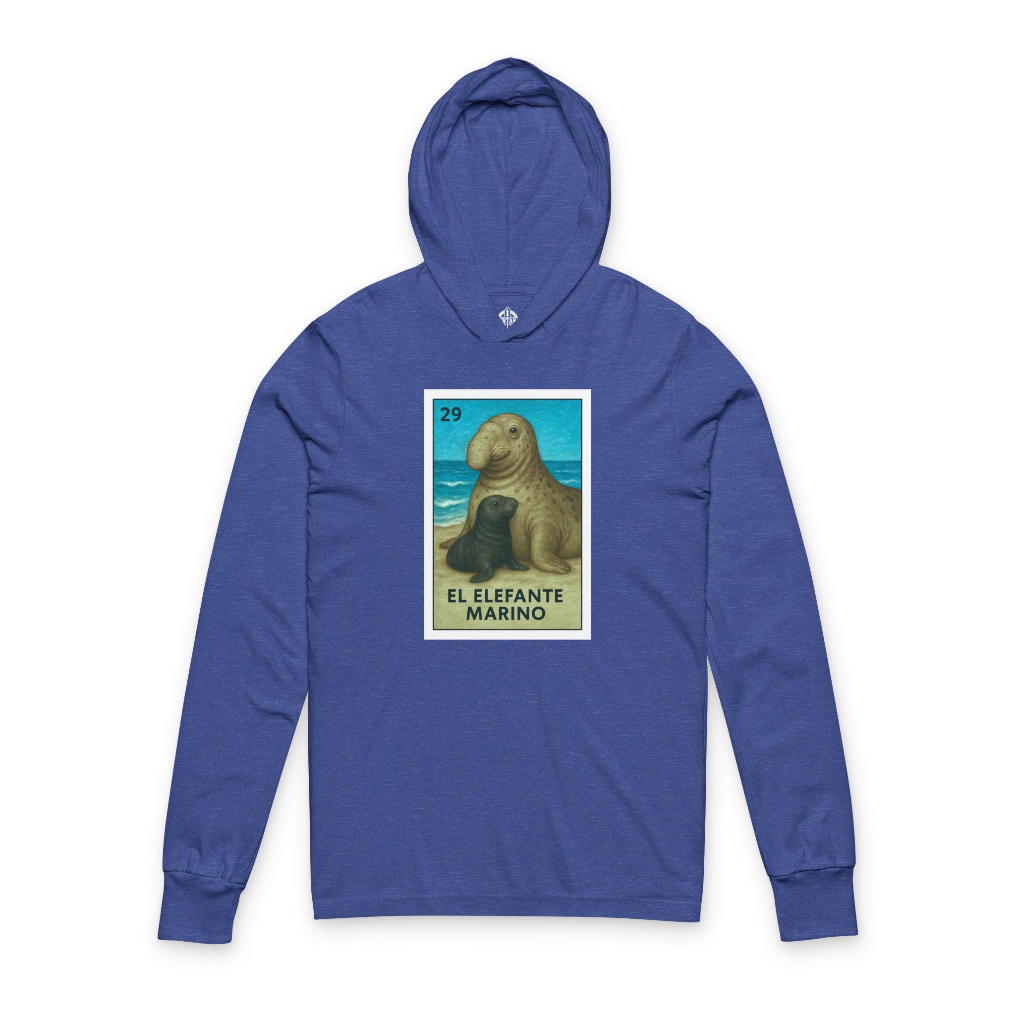 Elephant Seal Lotería Unisex - Cotton Hooded Long Sleeve Hooded T-Shirt (El Elefante Marino)