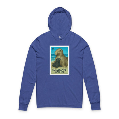 Elephant Seal Lotería Unisex - Cotton Hooded Long Sleeve Hooded T-Shirt (El Elefante Marino)