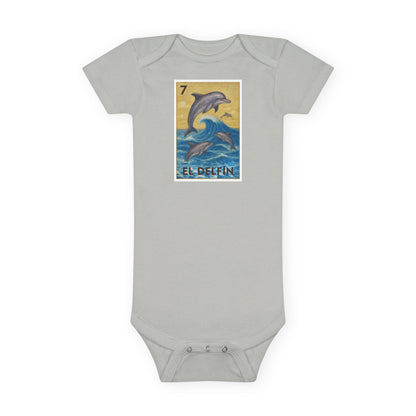 Dolphin Lotería - Baby Short Sleeve 100% Cotton Onesie (El Delfín)