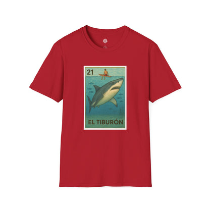 Shark Lotería Unisex - Soft Style U.S. Cotton T-Shirt (El Tiburón)