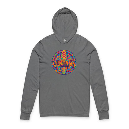 Ventana Psychedelic Treefish Logo Unisex - Cotton Hooded Long Sleeve Hooded T-Shirt
