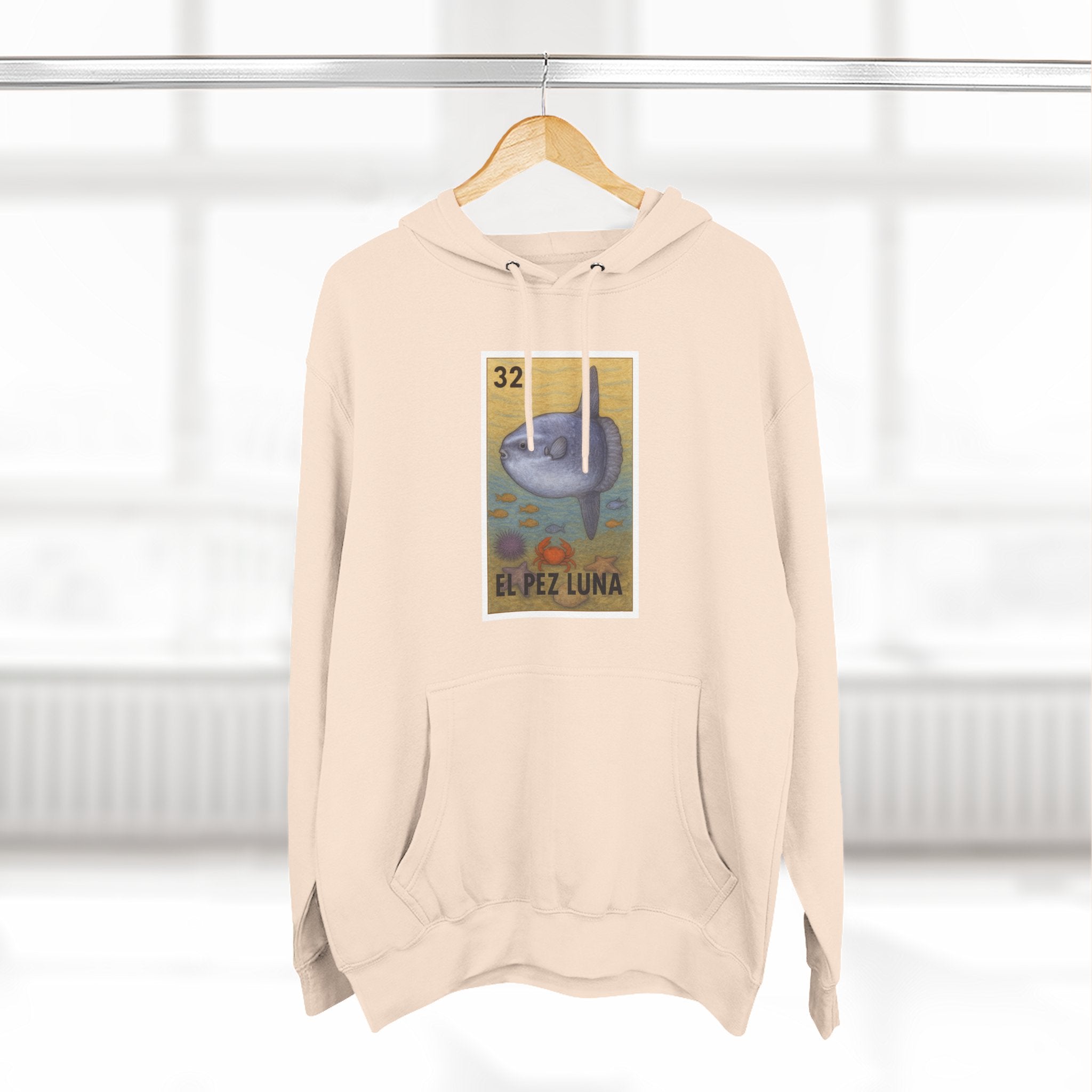 Sunfish Lotería Unisex - Pull-Over Cotton Blend Fleece Hoodie (El Pez Luna)