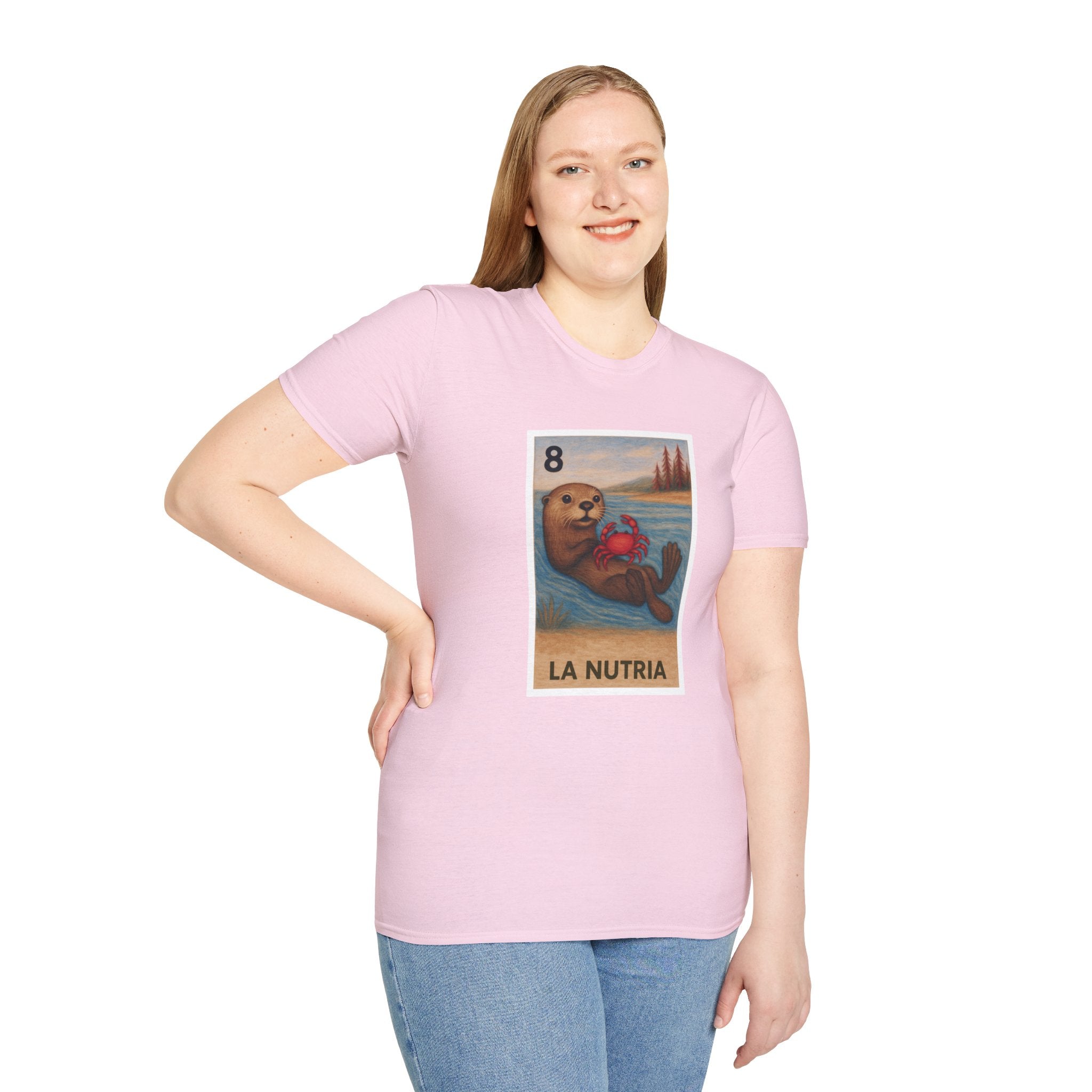 Sea Otter Lotería Unisex - Soft Style U.S. Cotton T-Shirt (La Nutria)