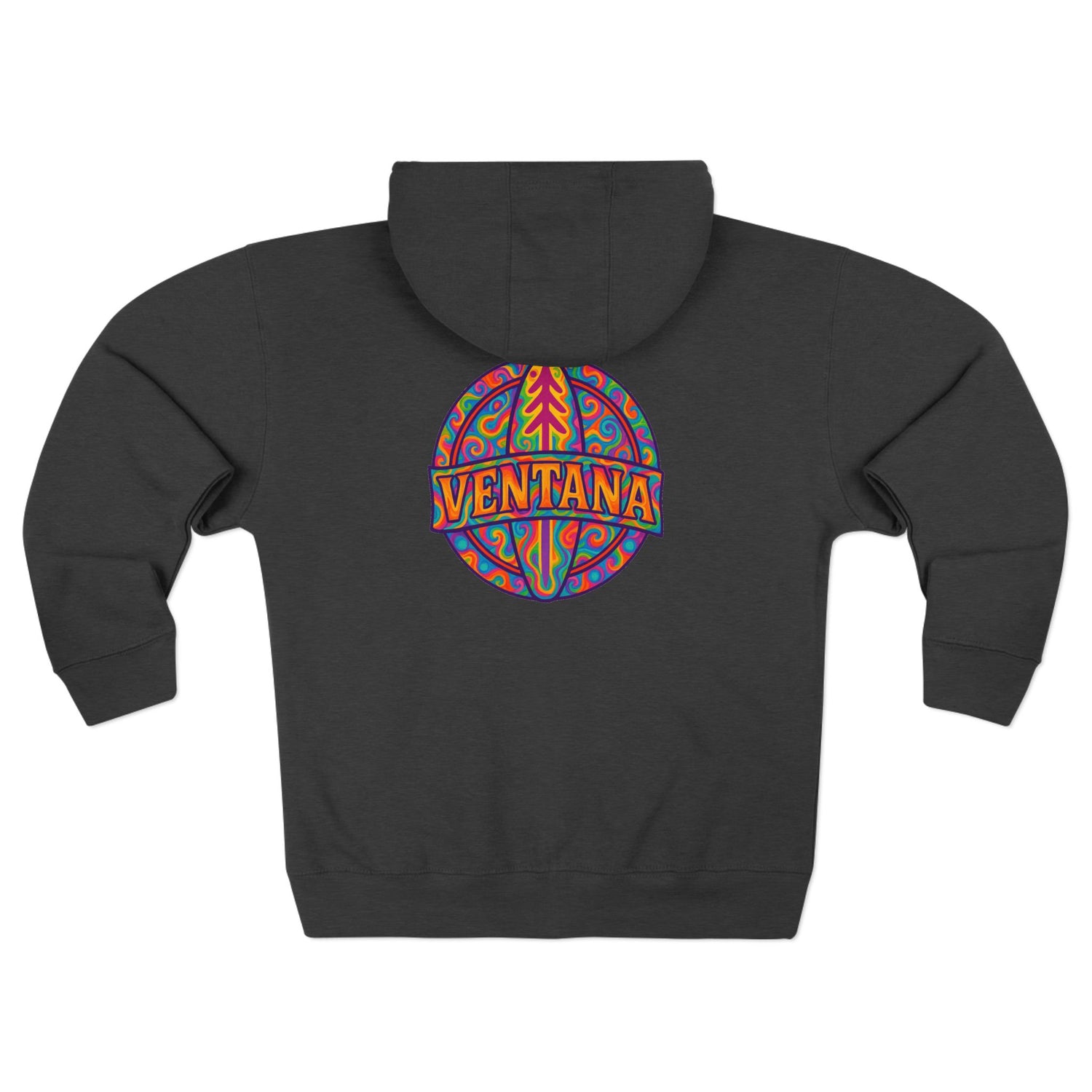 Ventana Psychedelic Treefish Logo Unisex - Zip Cotton Blend Fleece Hoodie