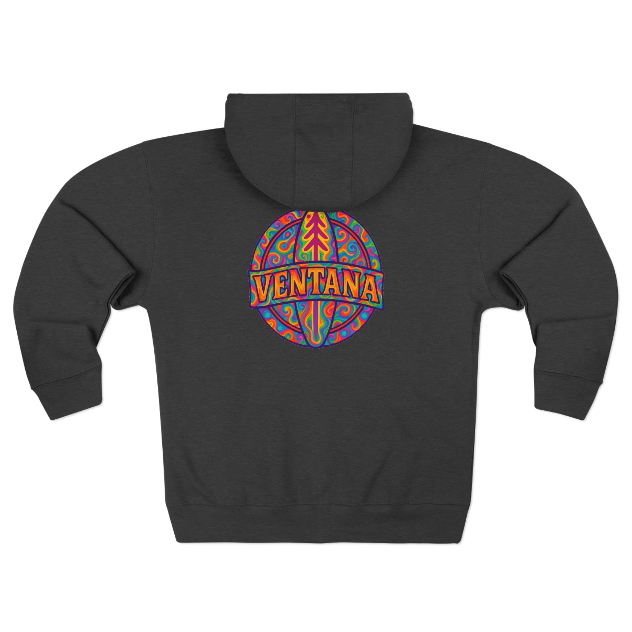Ventana Psychedelic Treefish Logo Unisex - Zip Cotton Blend Fleece Hoodie