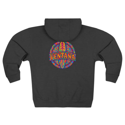 Ventana Psychedelic Treefish Logo Unisex - Zip Cotton Blend Fleece Hoodie