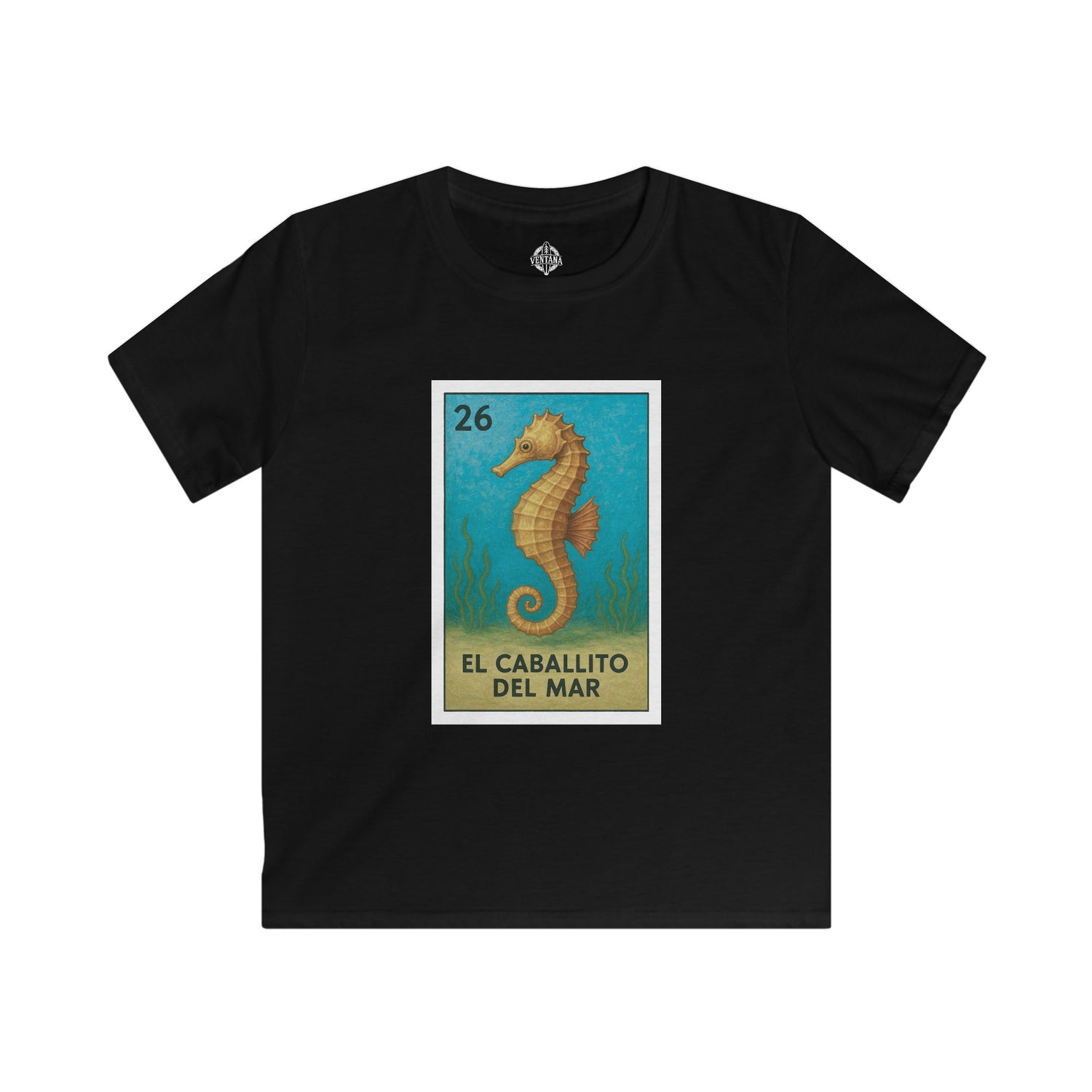 Seahorse Lotería Kids - Soft Style U.S. Cotton T-Shirt (El Caballito del Mar)