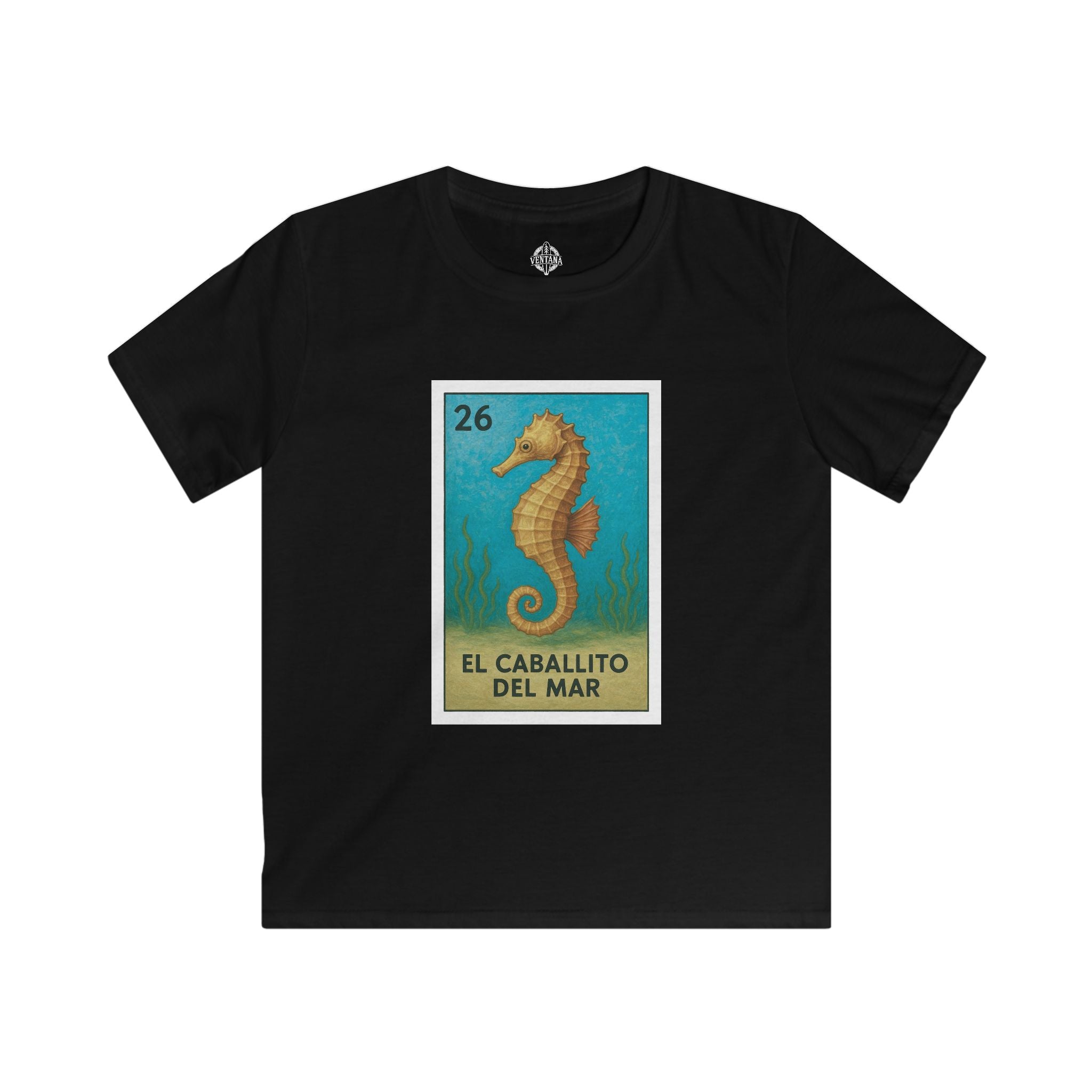 Seahorse Lotería Kids - Soft Style U.S. Cotton T-Shirt (El Caballito del Mar)