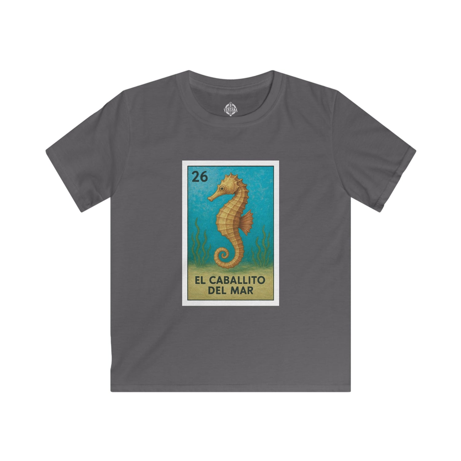 Seahorse Lotería Kids - Soft Style U.S. Cotton T-Shirt (El Caballito del Mar)