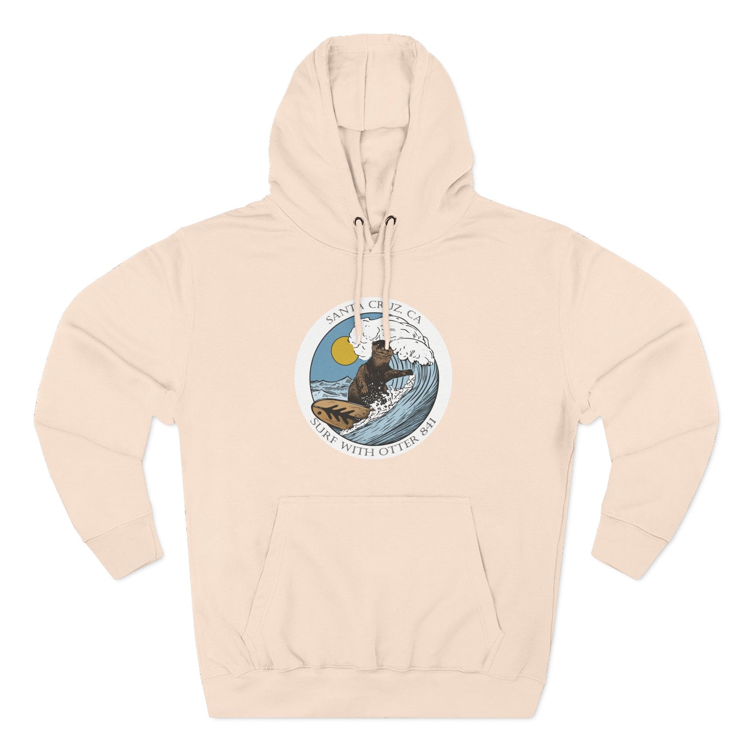 Surf with Otter 841 by Thiago Bianchini Unisex - Pull-Over Cotton Blend Fleece Hoodie