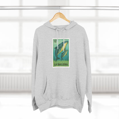 Whale Lotería Unisex - Pull-Over Cotton Blend Fleece Hoodie (La Ballena)