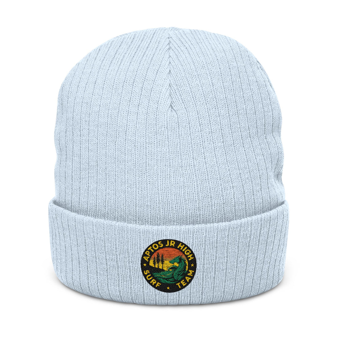 Aptos Junior High Surf Team - Embroidered Unisex Ribbed Knit Beanie with Recycled Polyester