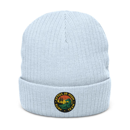 Aptos Junior High Surf Team - Embroidered Unisex Ribbed Knit Beanie with Recycled Polyester