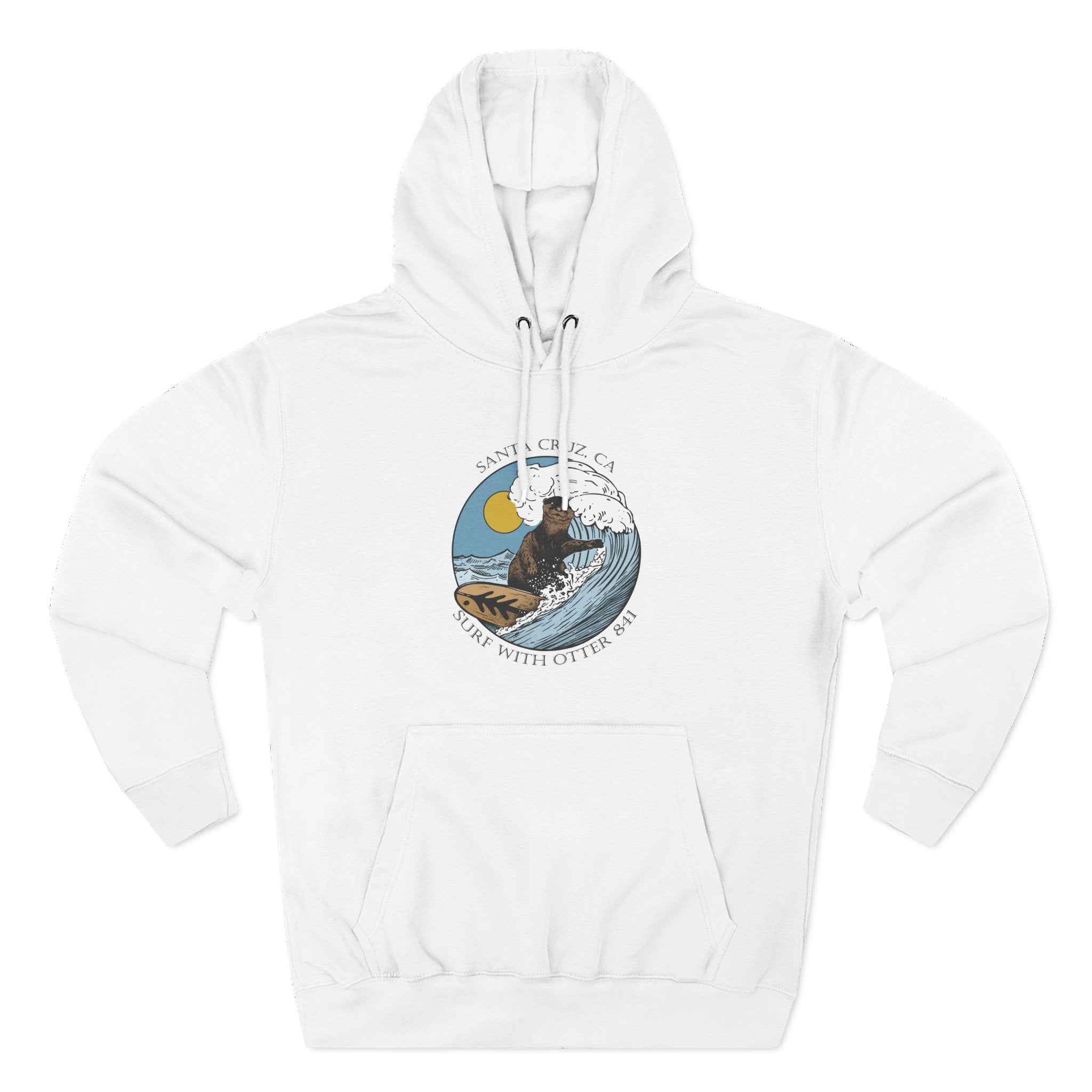 Surf with Otter 841 by Thiago Bianchini Unisex - Pull-Over Cotton Blend Fleece Hoodie
