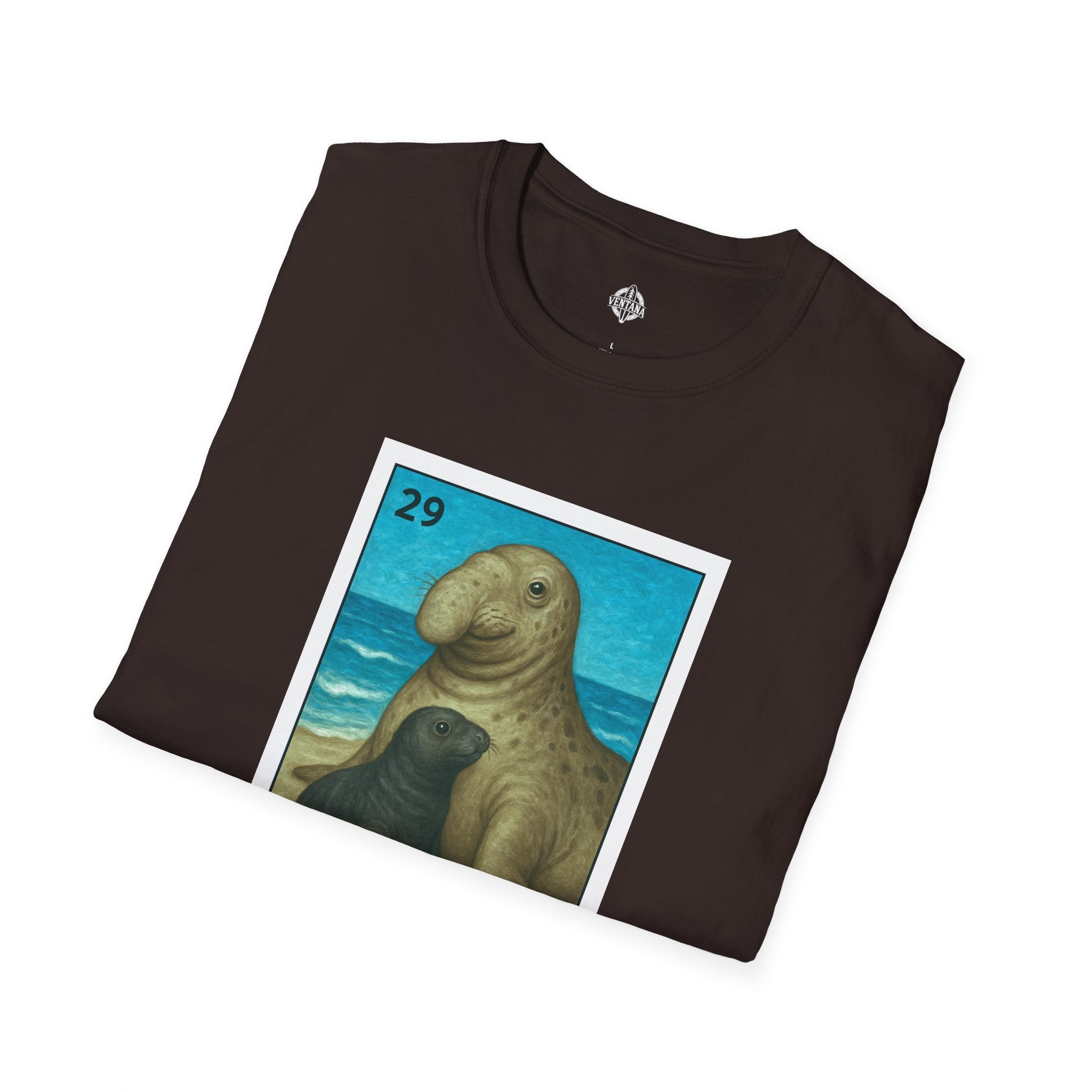 Elephant Seal Lotería Unisex - Soft Style U.S. Cotton T-Shirt (El Elefante Marino)