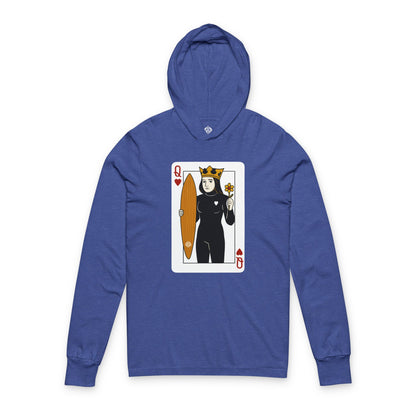 Queen of Hearts Surfer Unisex - Cotton Hooded Long Sleeve Hooded T-Shirt