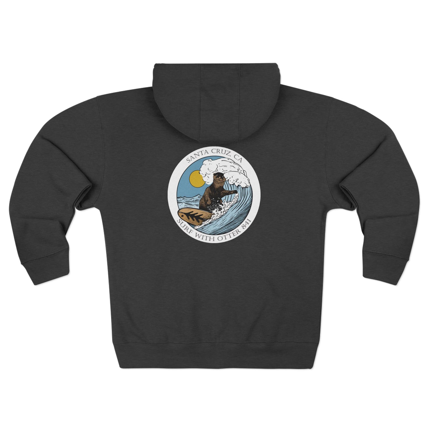 Surf with Otter 841 by Thiago Bianchini Unisex - Zip Cotton Blend Fleece Hoodie