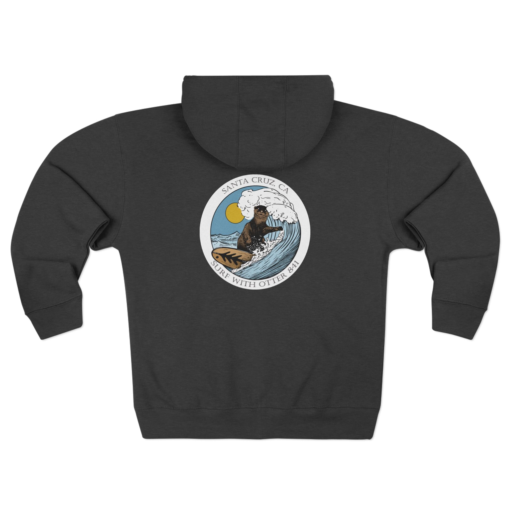 Surf with Otter 841 by Thiago Bianchini Unisex - Zip Cotton Blend Fleece Hoodie
