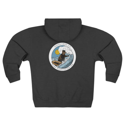 Surf with Otter 841 by Thiago Bianchini Unisex - Zip Cotton Blend Fleece Hoodie