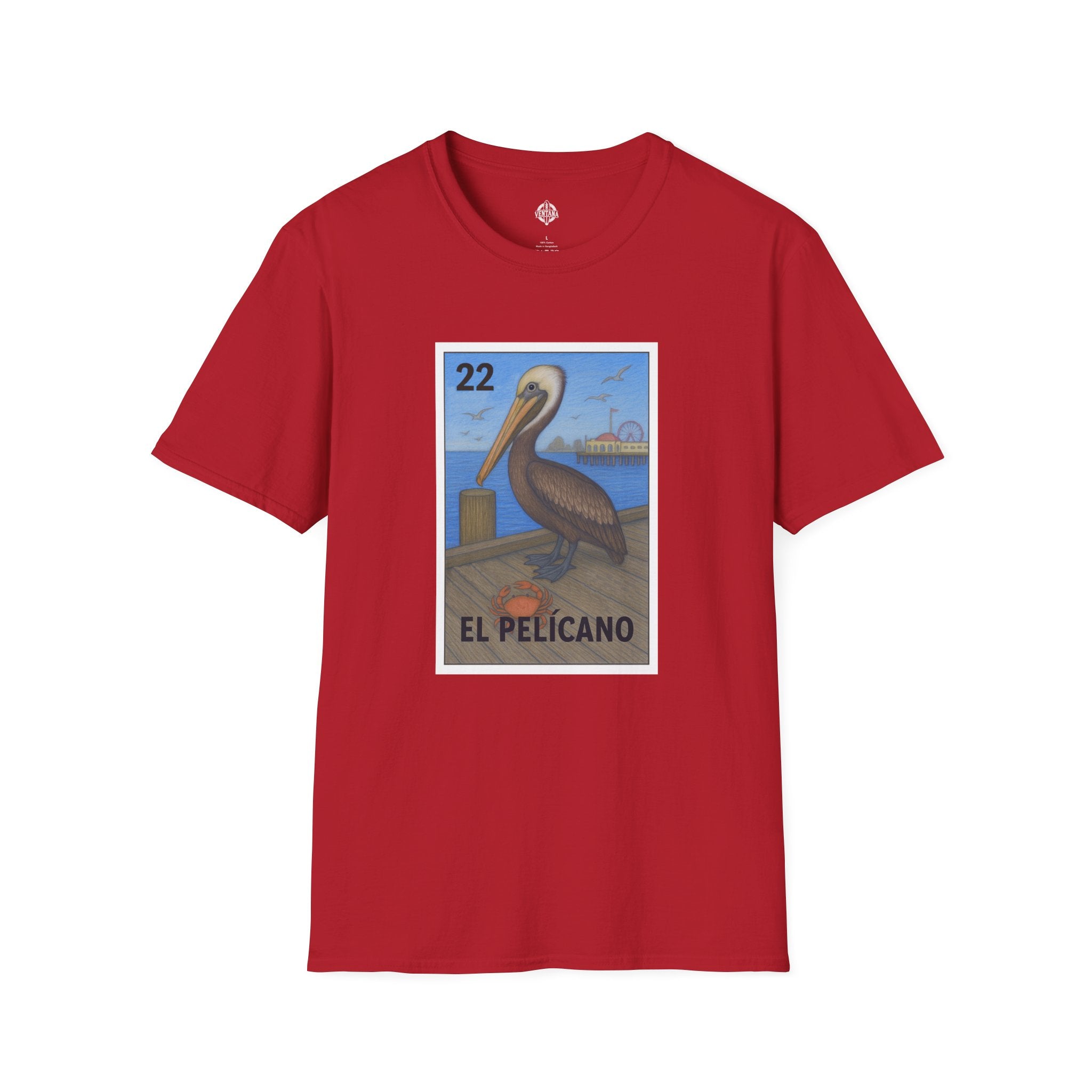 Pelican Lotería Unisex - Soft Style U.S. Cotton T-Shirt (El Pelícano)