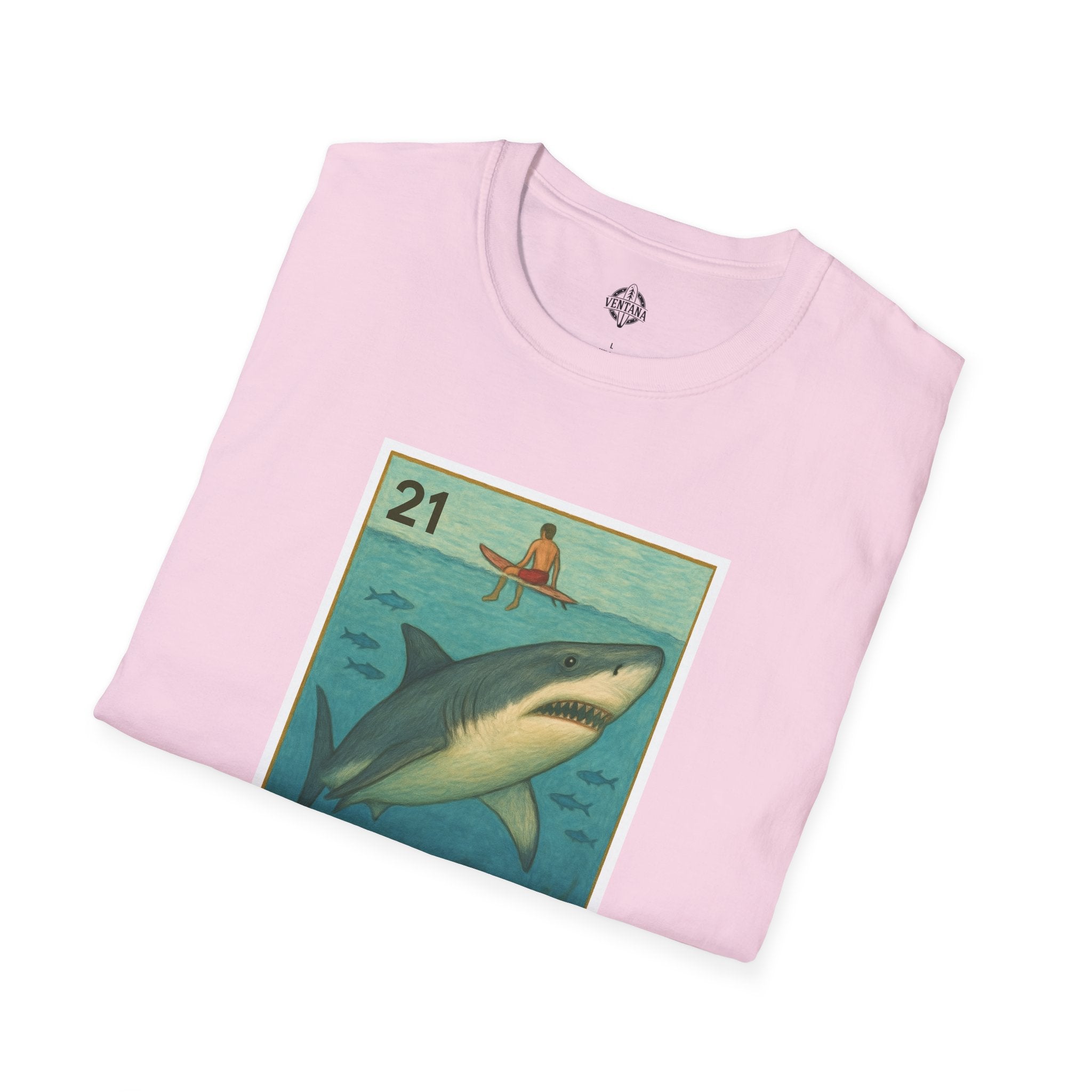 Shark Lotería Unisex - Soft Style U.S. Cotton T-Shirt (El Tiburón)