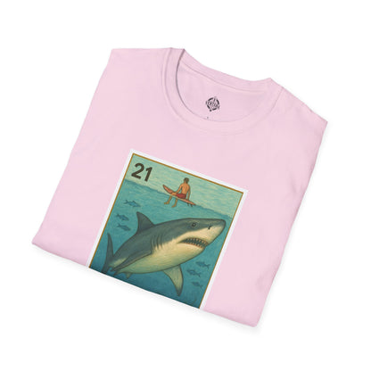Shark Lotería Unisex - Soft Style U.S. Cotton T-Shirt (El Tiburón)