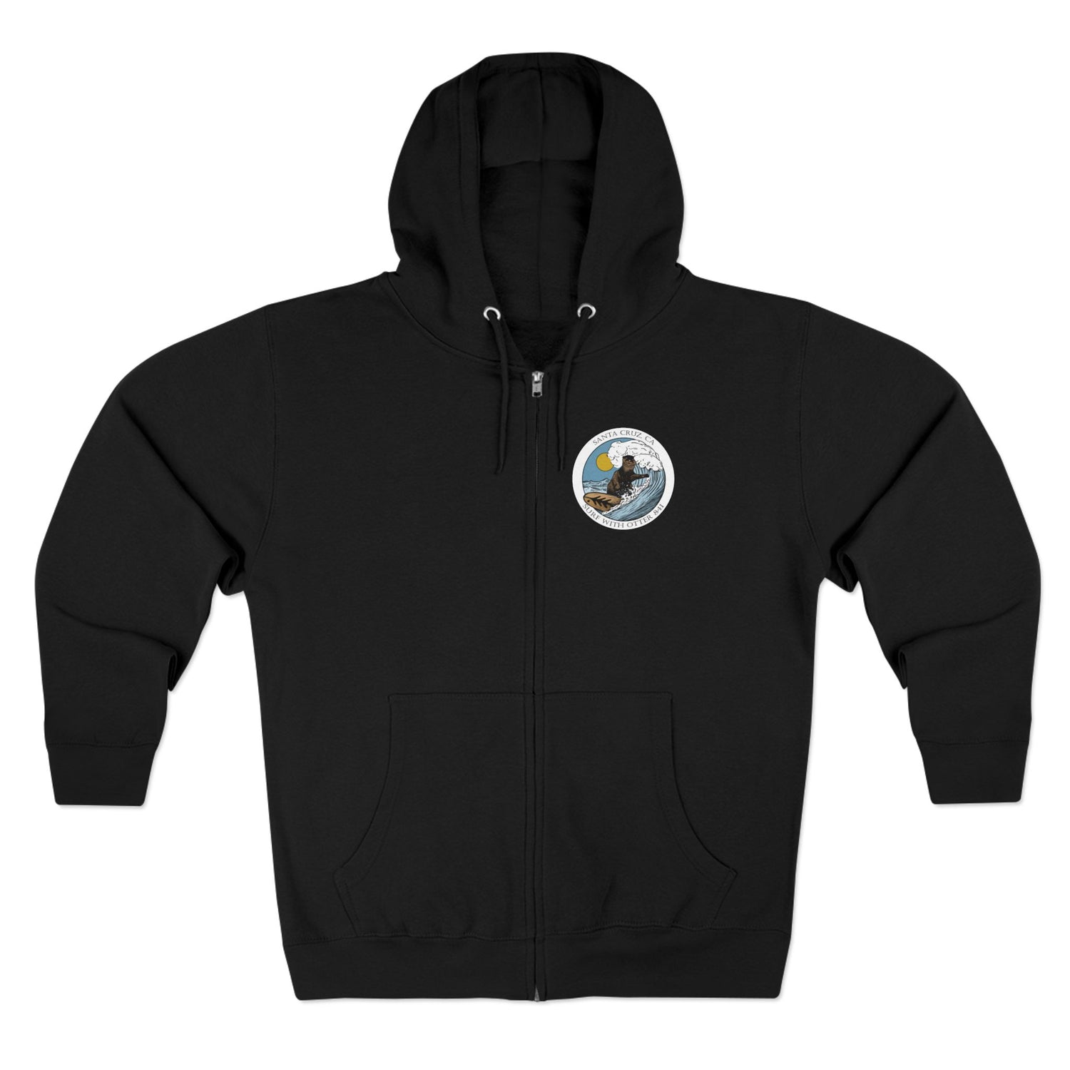 Surf with Otter 841 by Thiago Bianchini Unisex - Zip Cotton Blend Fleece Hoodie