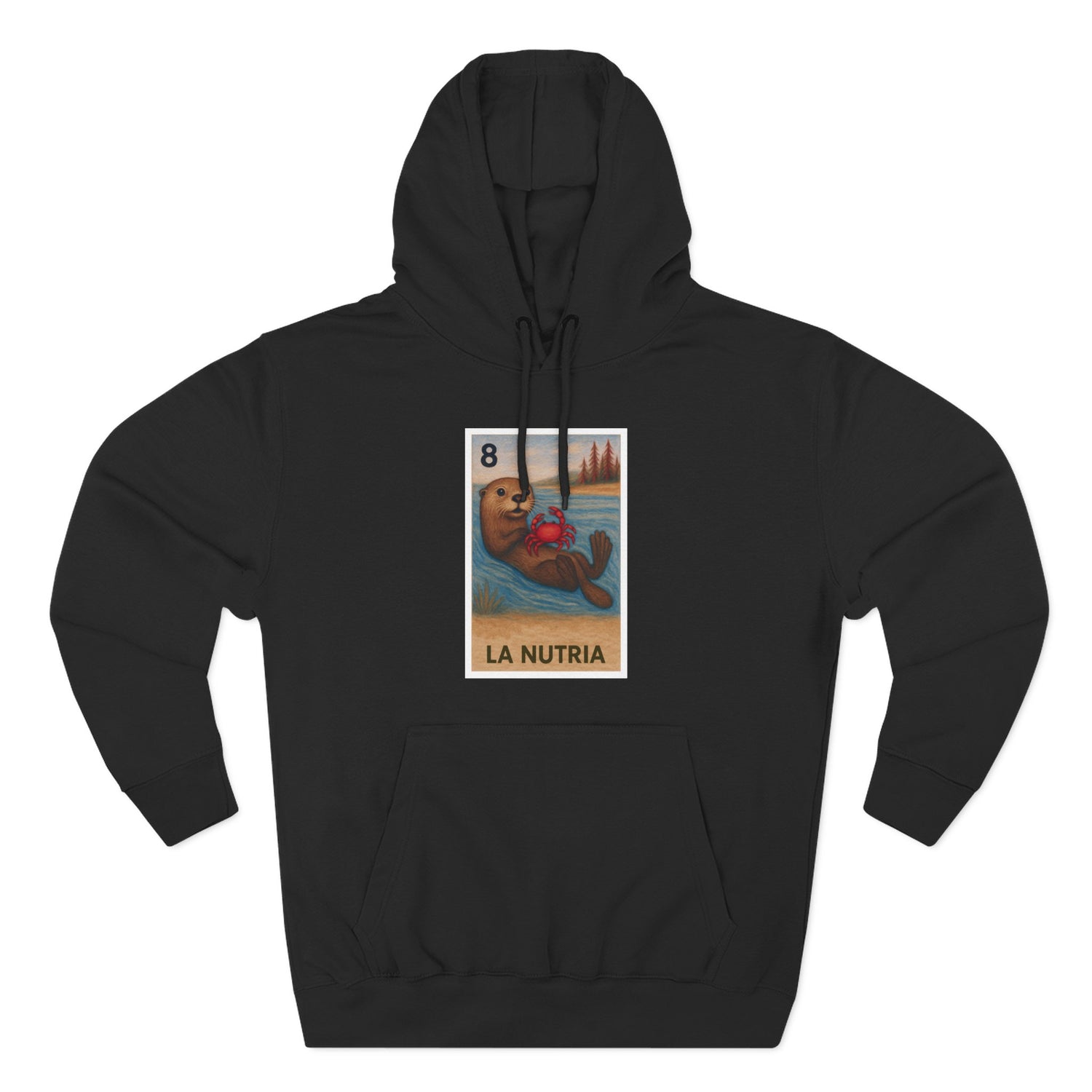 Sea Otter Lotería Unisex - Pull-Over Cotton Blend Fleece Hoodie (La Nutria)