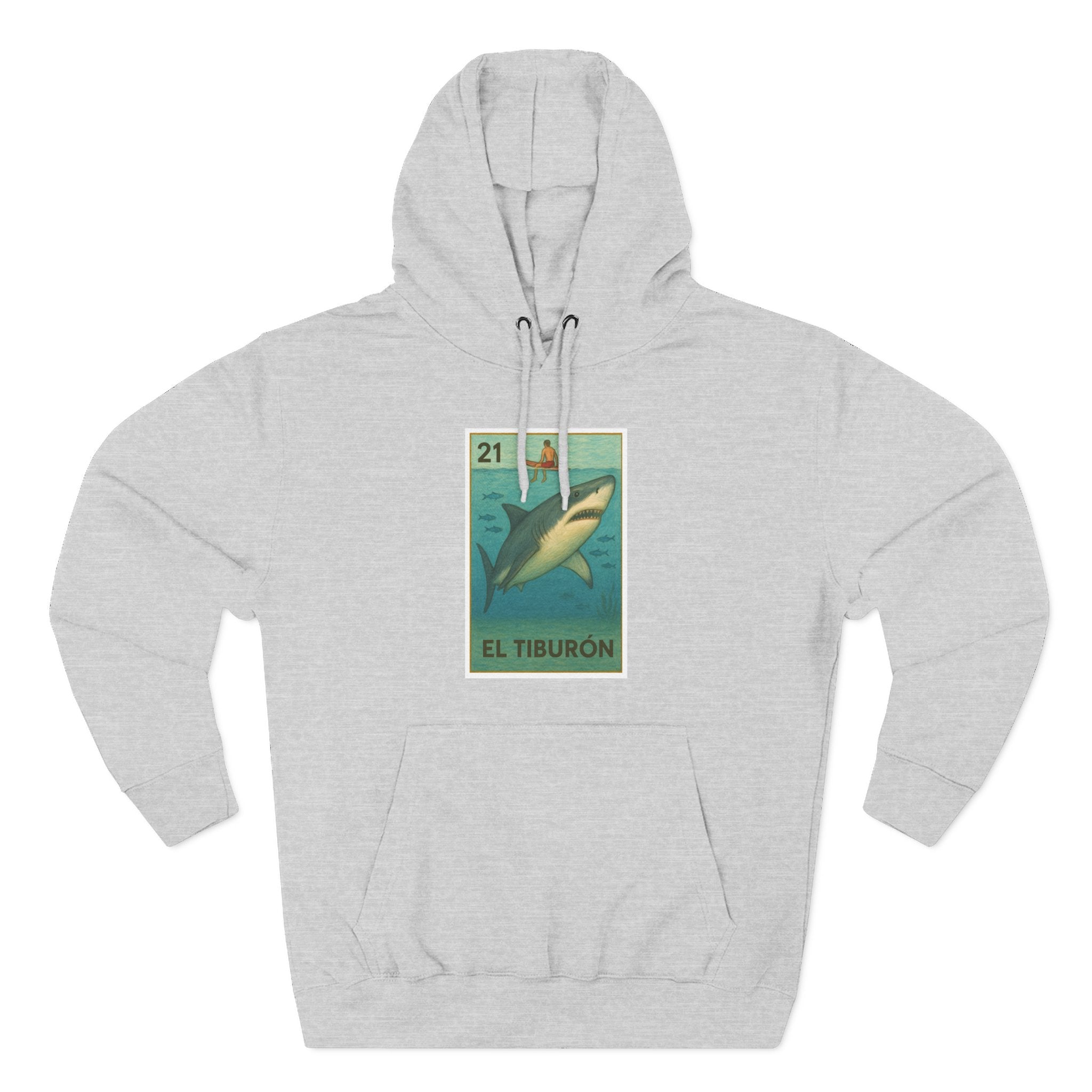 Shark Lotería Unisex - Pull-Over Cotton Blend Fleece Hoodie (El Tiburón)