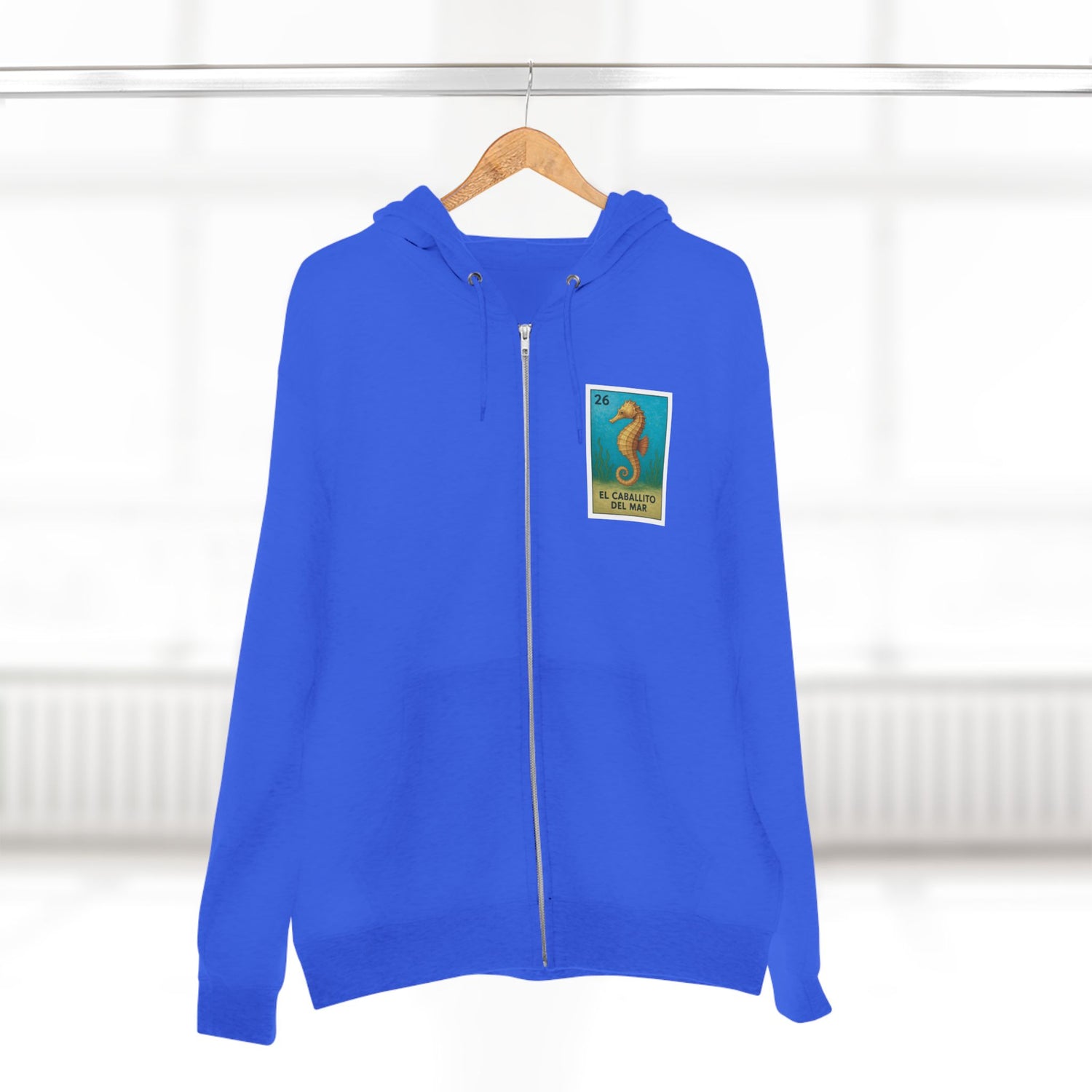 Seahorse Lotería Unisex - Zip Cotton Blend Fleece Hoodie (El Caballito del Mar)