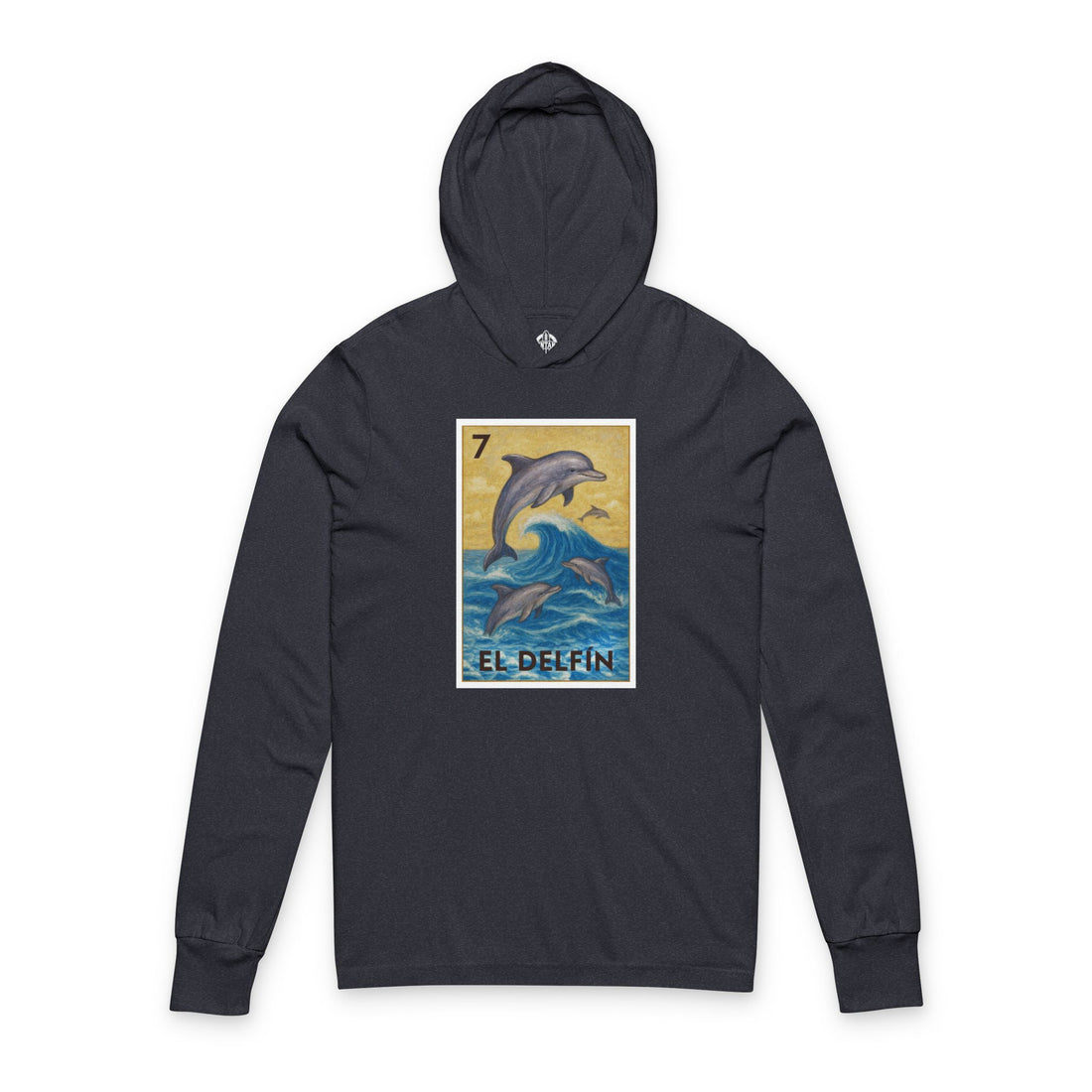 Dolphin Lotería Unisex - Cotton Hooded Long Sleeve Hooded T-Shirt (El Delfín)