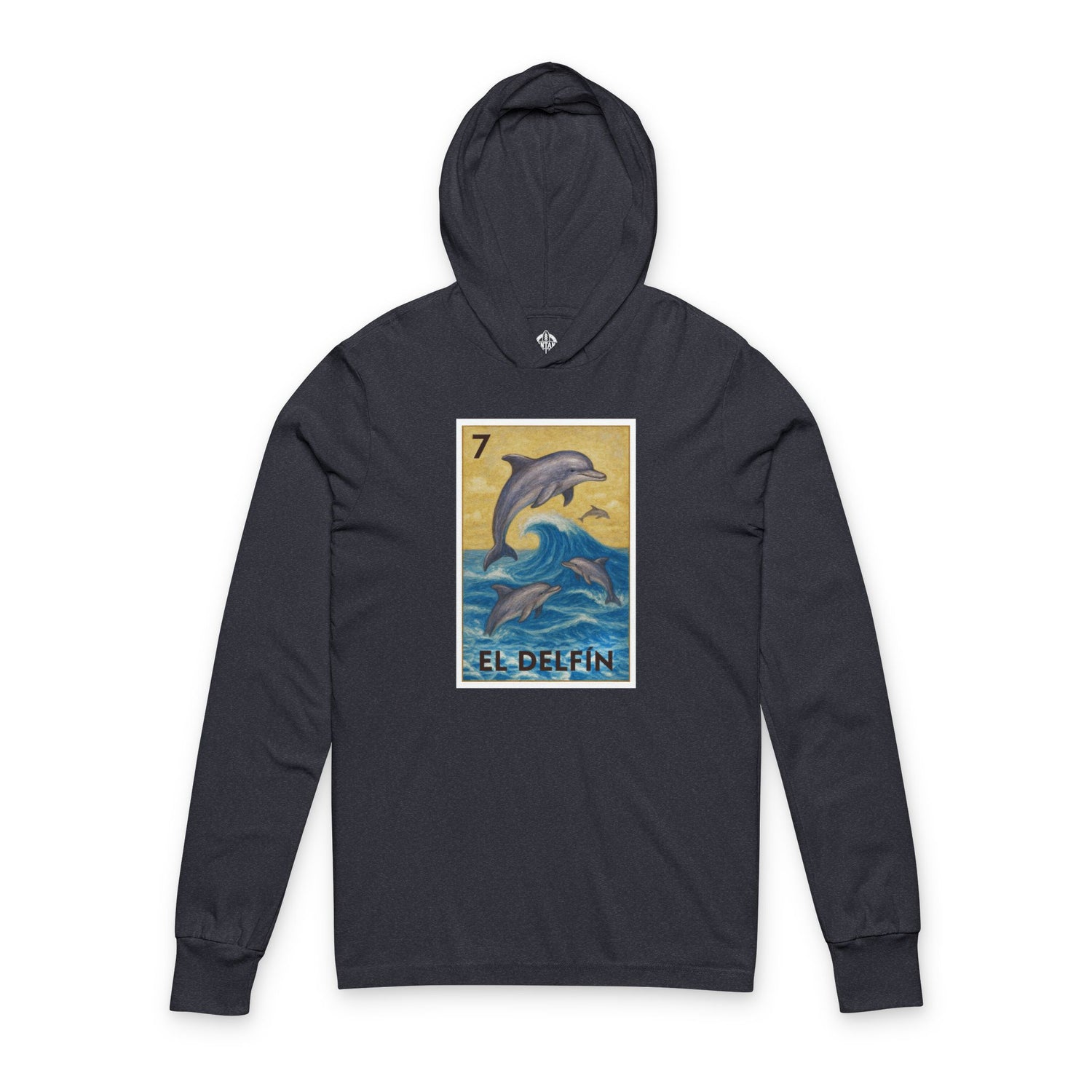 Dolphin Lotería Unisex - Cotton Hooded Long Sleeve Hooded T-Shirt (El Delfín)