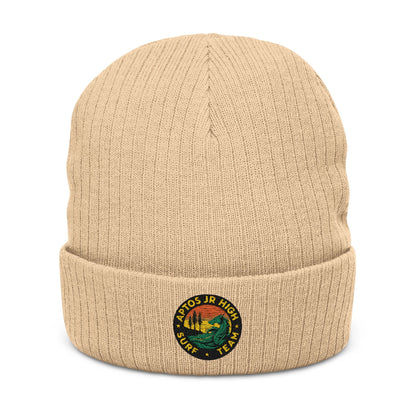 Aptos Junior High Surf Team - Embroidered Unisex Ribbed Knit Beanie with Recycled Polyester