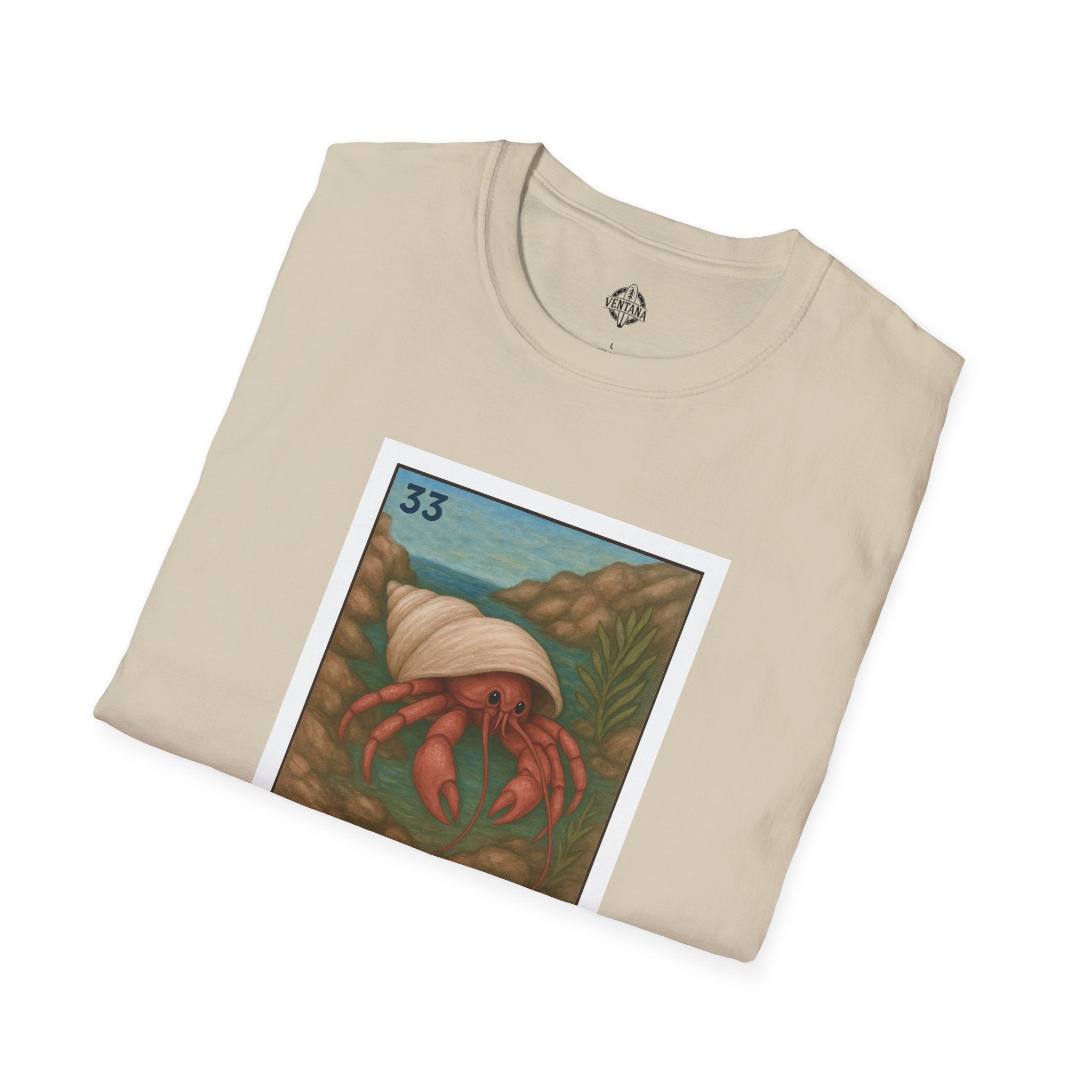 Hermit Crab Lotería Unisex - Soft Style U.S. Cotton T-Shirt (El Cangrejo Ermitaño)