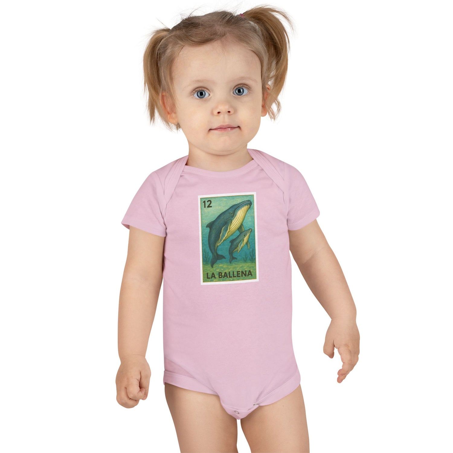 Whale Lotería - Baby Short Sleeve 100% Cotton Onesie (La Ballena)