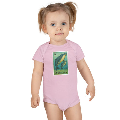 Whale Lotería - Baby Short Sleeve 100% Cotton Onesie (La Ballena)