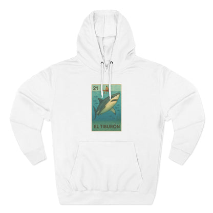 Shark Lotería Unisex - Pull-Over Cotton Blend Fleece Hoodie (El Tiburón)