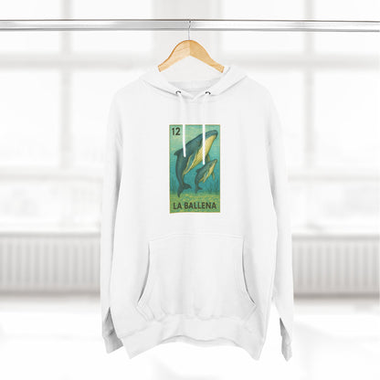 Whale Lotería Unisex - Pull-Over Cotton Blend Fleece Hoodie (La Ballena)