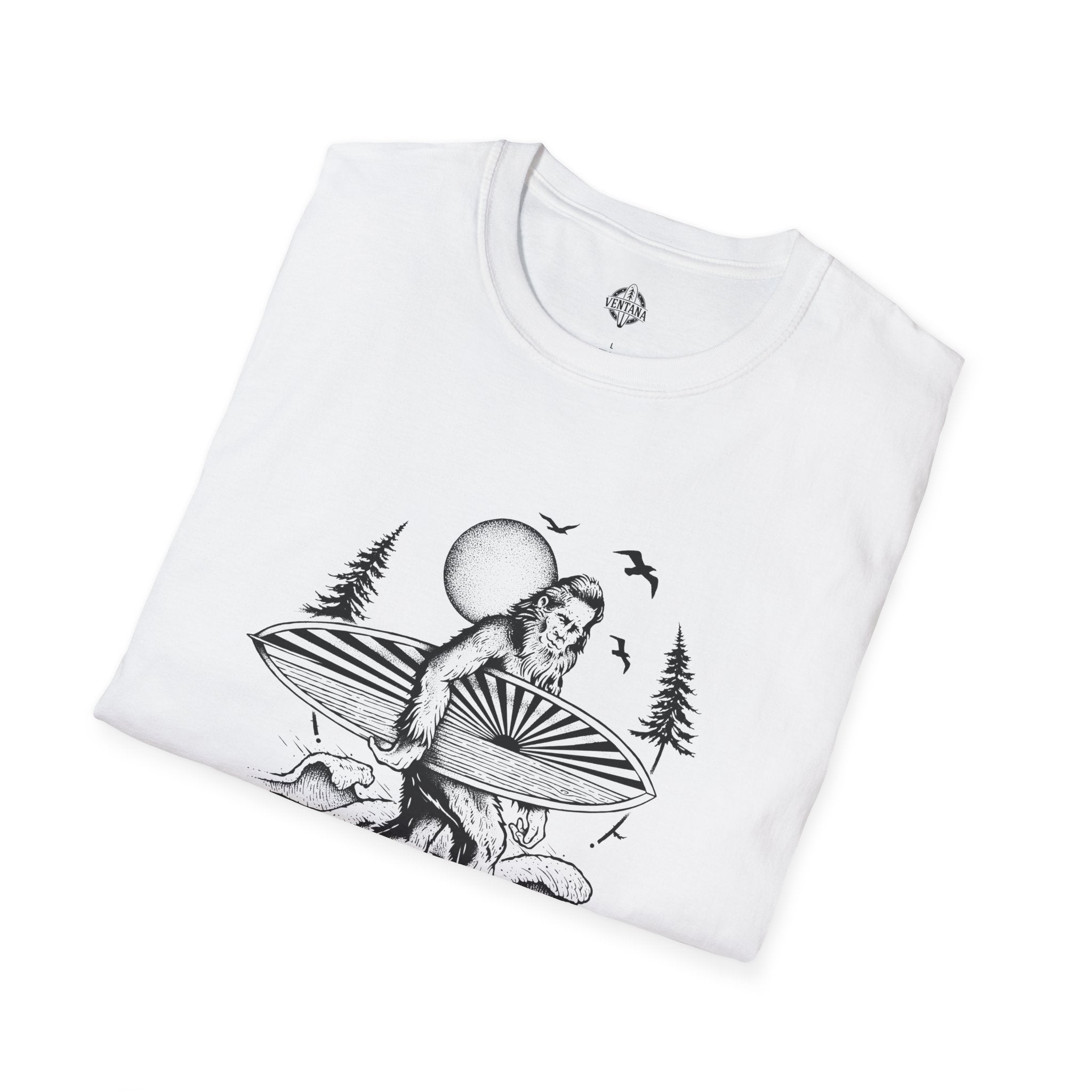 Ventana Surfsquatch by Thiago Bianchini Unisex - Soft Style U.S. Cotton T-Shirt