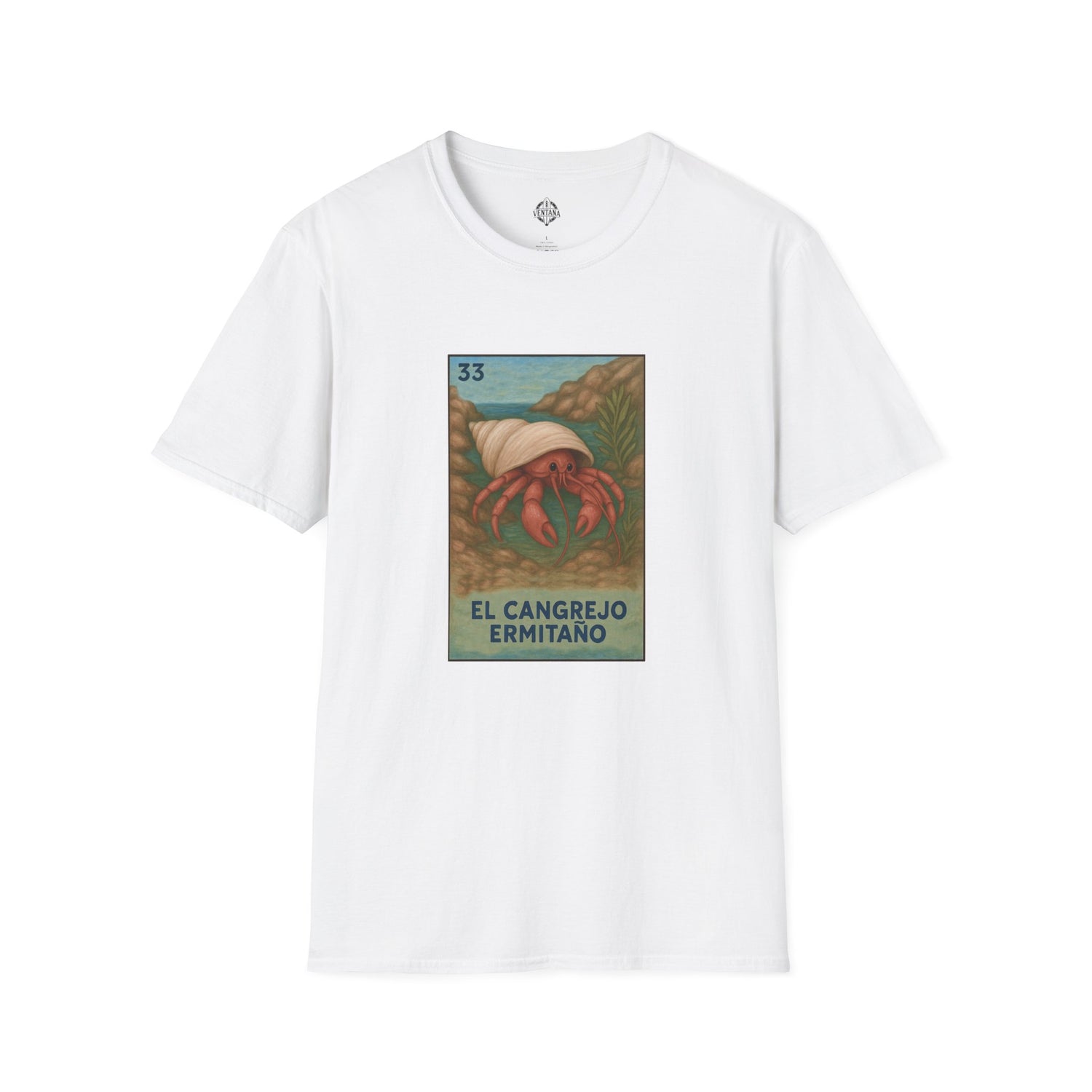 Hermit Crab Lotería Unisex - Soft Style U.S. Cotton T-Shirt (El Cangrejo Ermitaño)