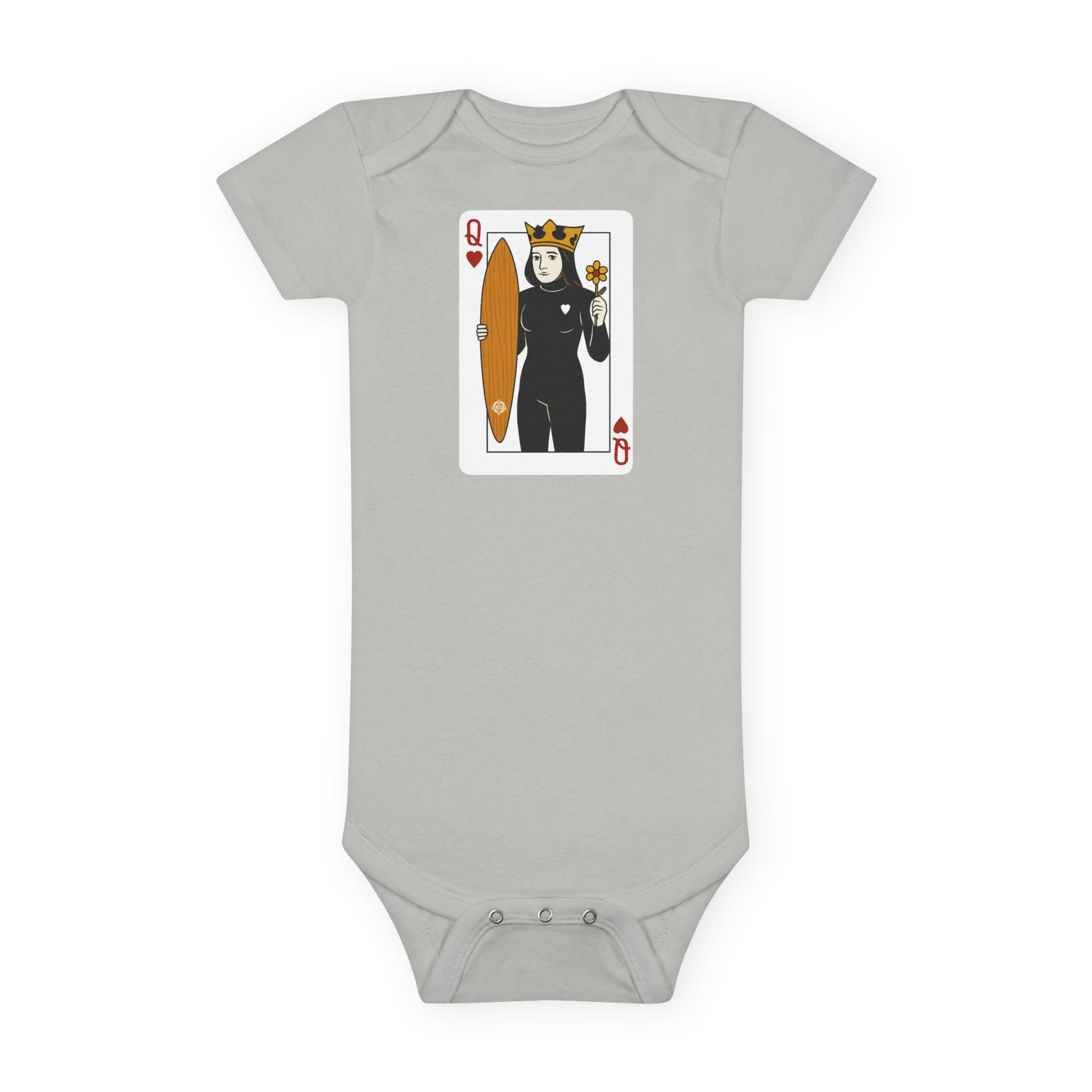 Queen of Hearts Surfer - Baby Short Sleeve 100% Cotton Onesie