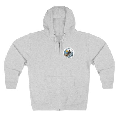 Surf with Otter 841 by Thiago Bianchini Unisex - Zip Cotton Blend Fleece Hoodie