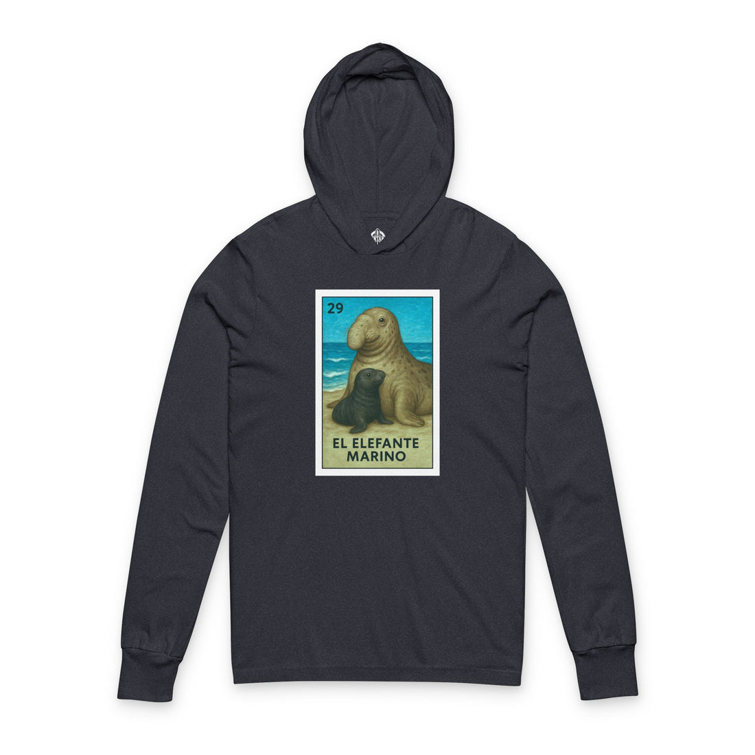 Elephant Seal Lotería Unisex - Cotton Hooded Long Sleeve Hooded T-Shirt (El Elefante Marino)