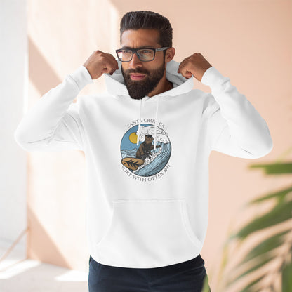 Surf with Otter 841 by Thiago Bianchini Unisex - Pull-Over Cotton Blend Fleece Hoodie