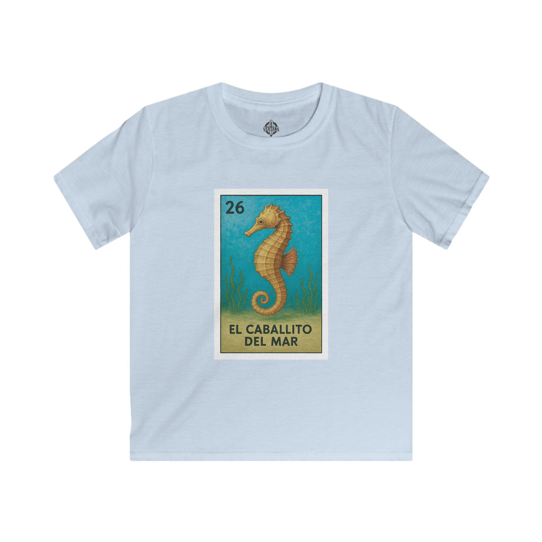 Seahorse Lotería Kids - Soft Style U.S. Cotton T-Shirt (El Caballito del Mar)