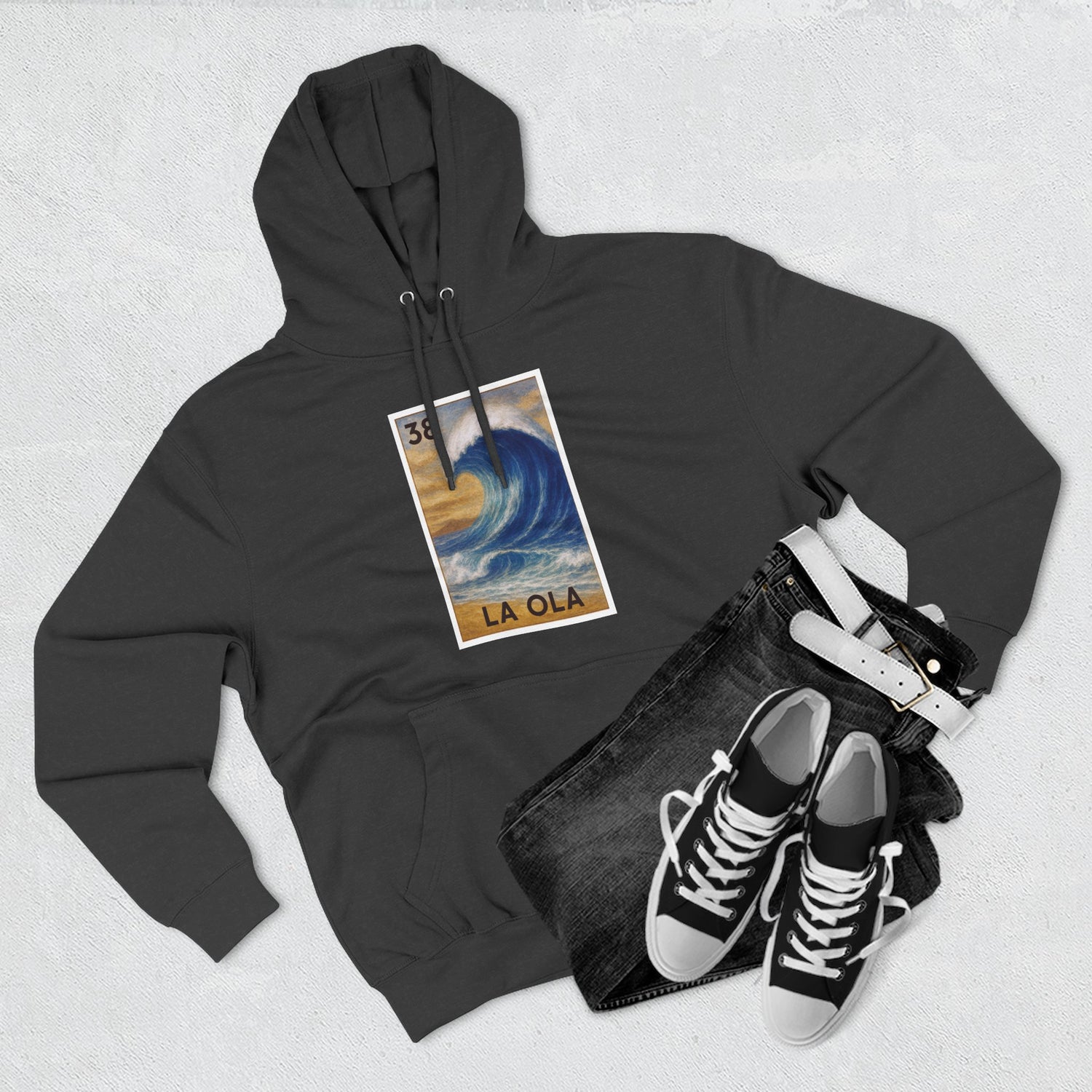 Wave Lotería Unisex - Pull-Over Cotton Blend Fleece Hoodie (La Ola)