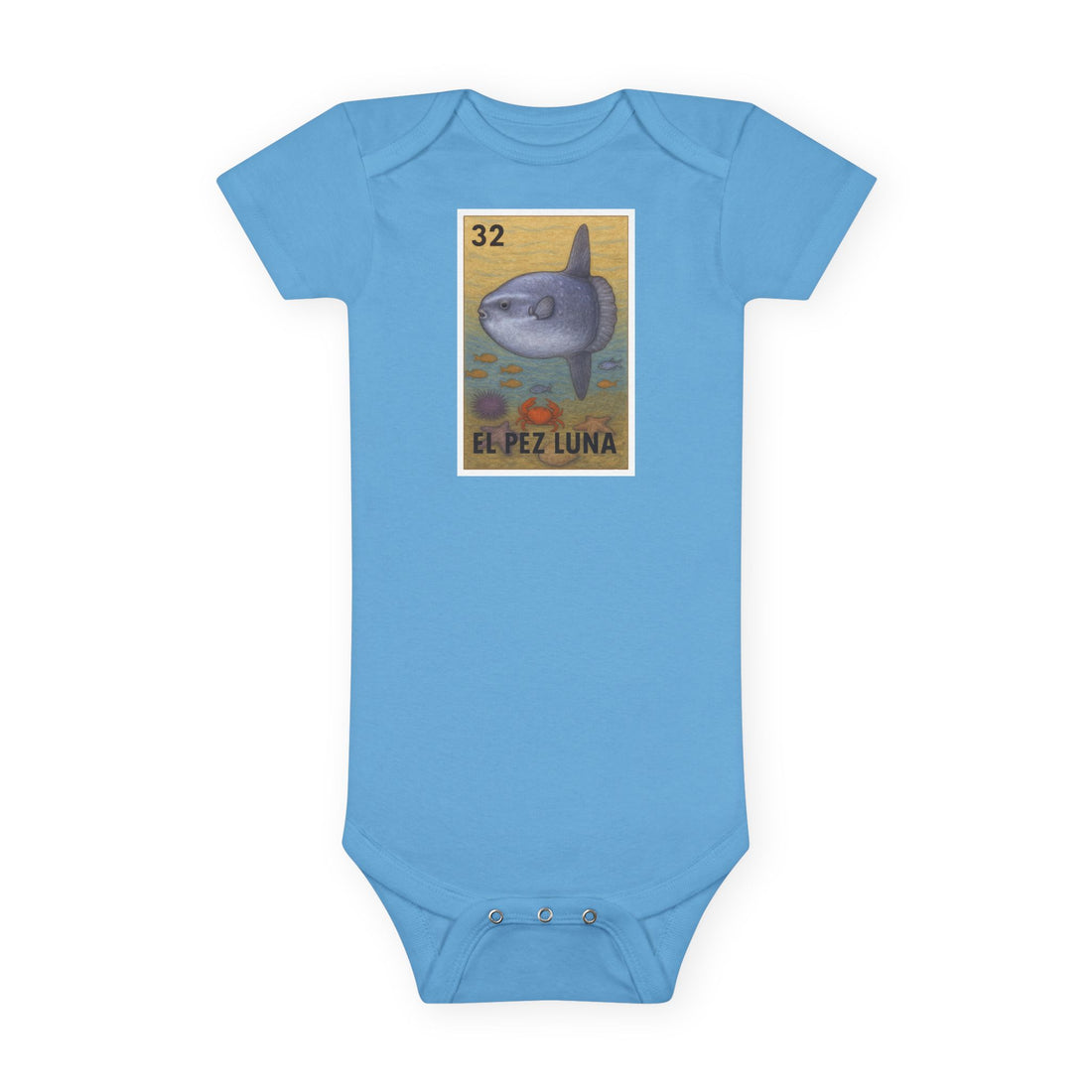 Sunfish Lotería - Baby Short Sleeve 100% Cotton Onesie (El Pez Luna)