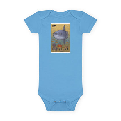 Sunfish Lotería - Baby Short Sleeve 100% Cotton Onesie (El Pez Luna)